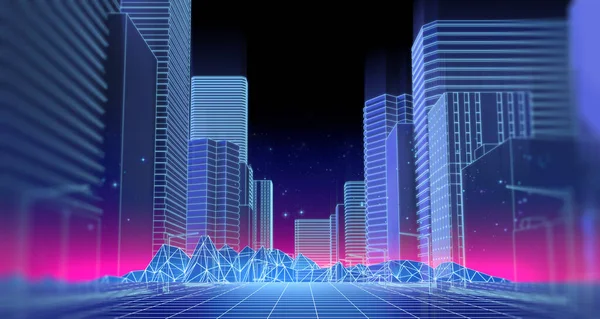 Smart City Digital Landscape Cyber World Internet Things Δίκτυα Και — Φωτογραφία Αρχείου