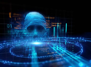 Yapay zekanın kavramsal illüstrasyonu, insan formu, 3D illüstrasyon