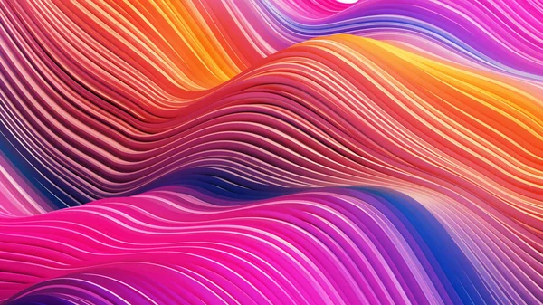 rainbow color wave shape abstract background. Smooth transitions of vibrant colors backdrop 3d illustratio