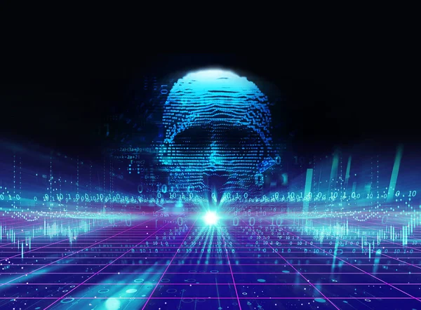 Hacker Humano Digital Representam Perigo Cibercriminoso Hacker Ransomeware 3Dillustration — Fotografia de Stock