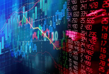 Finansal borsa grafik illüstrasyon, iş yatırım ve gelecekteki hisse senedi Alım Satım kavramı