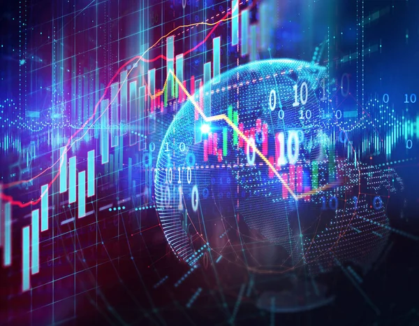 Finansiella Aktiemarknaden Graf Illustration Begreppet Företagsinvesteringar Och Framtida Aktiehandel — Stockfoto