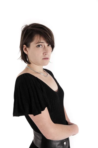 Isolated portrait of a brunette — Stock Photo, Image