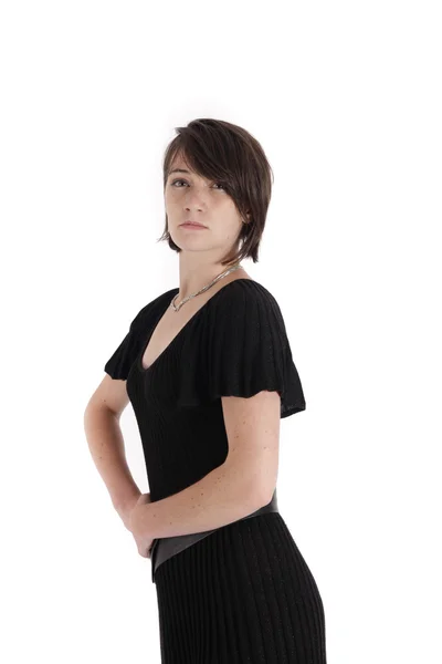 Isolated portrait of a brunette — Stock Photo, Image