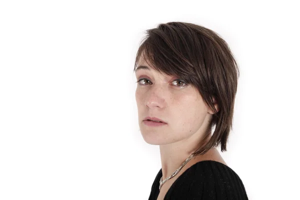Isolated portrait of a brunette — Stock Photo, Image