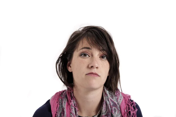 Variation expression on the face of a brunette — Stock Photo, Image