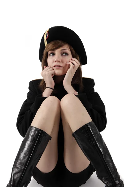Ung flicka i franska svart höjd skoluniform — Stockfoto