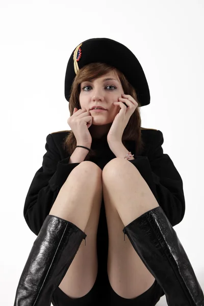 Ung flicka i franska svart höjd skoluniform — Stockfoto