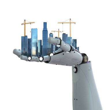 Gelişmekte olan şehirli 3D robotlu akıllı şehir 