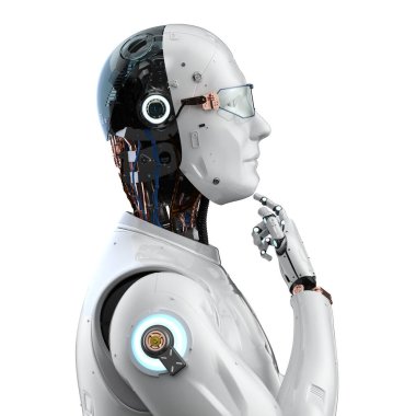 3D görüntüleme ai robot hesaplama veya analiz beyaz üzerinde izole