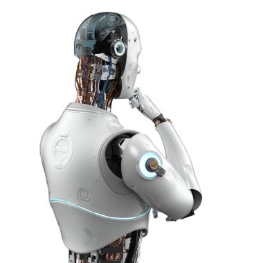 3D görüntüleme ai robot hesaplama veya analiz beyaz üzerinde izole