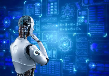 3D görüntüleme robotu grafik ekranı ile düşünüyor ya da analiz ediyor