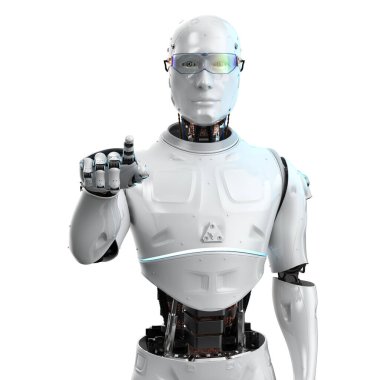 3D rending ai robot parmak izi beyaza izole edildi
