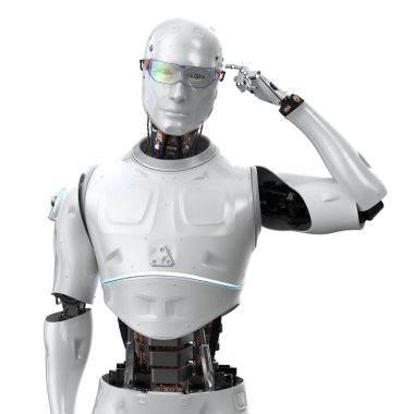 3D görüntüleme ai robot hesaplama veya analiz beyaz üzerinde izole