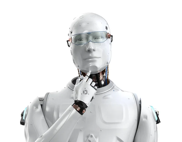 Renderização Robô Computação Análise Isolada Branco — Fotografia de Stock