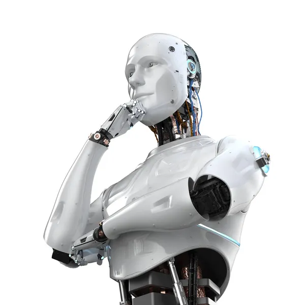 Renderização Robô Computação Análise Isolada Branco — Fotografia de Stock