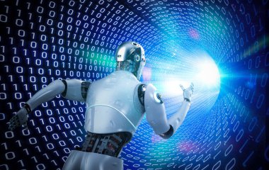 3D robot çalıştırma ile hızlı hız teknolojisi kavramı 