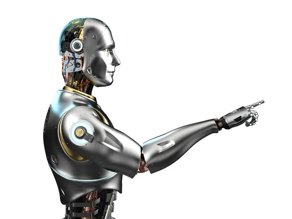 Rendering Kunstig Intelligensrobot Eller Assisterende Robotfingerpunkt Isolert Hvitt – stockfoto
