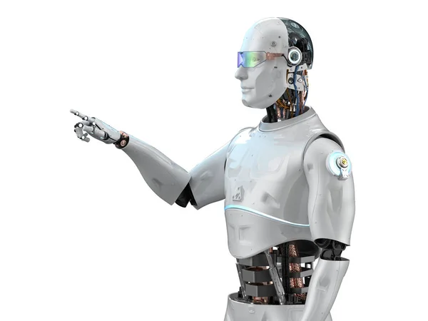 Renderowania Sztucznej Inteligencji Robot Lub Asystent Robota Palec Punkt Izolowany — Zdjęcie stockowe