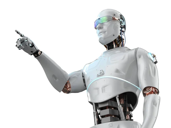 Rendering Kunstig Intelligensrobot Eller Assisterende Robotfingerpunkt Isolert Hvitt – stockfoto