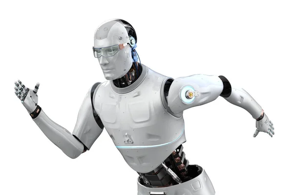 Concepto Tecnología Velocidad Rápida Con Robot Renderizado Funcionando Aislado Blanco — Foto de Stock