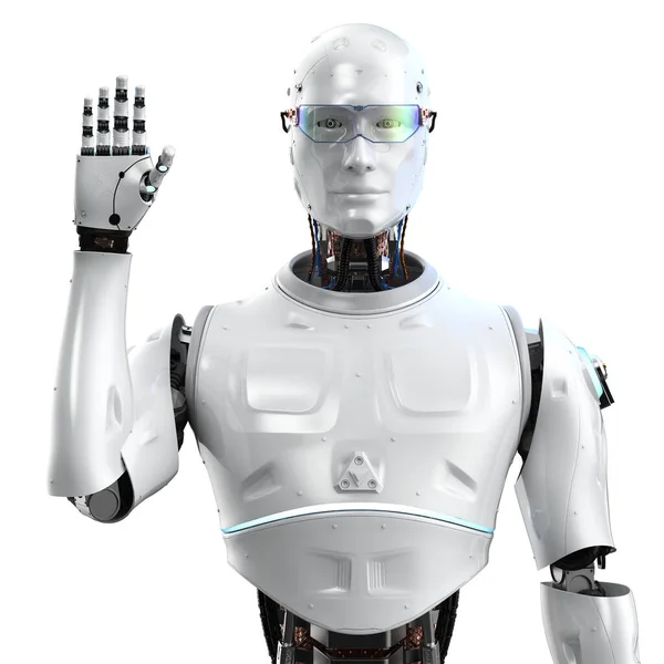 Rendering Mesterséges Intelligencia Robot Vagy Kiborg Kezét Elszigetelt Fehér — Stock Fotó