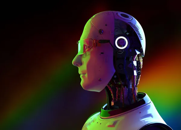 Renderizado Robot Inteligencia Artificial Retrato Cyborg —  Fotos de Stock