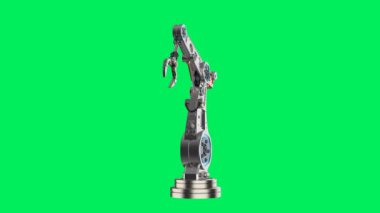 3D görüntüleme robot eli veya robotik kol yeşil ekran arkaplan 4k görüntü izole