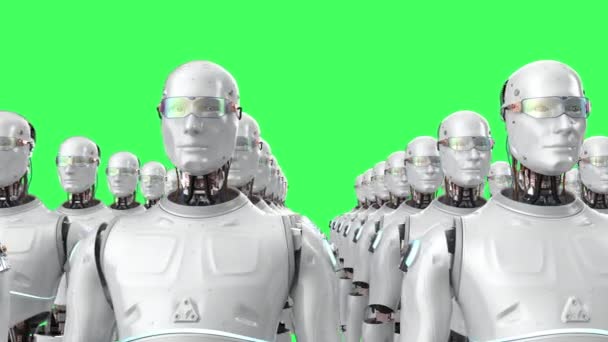 Robot Montering Eller Grupp Cyborgs Fabriken — Stockvideo