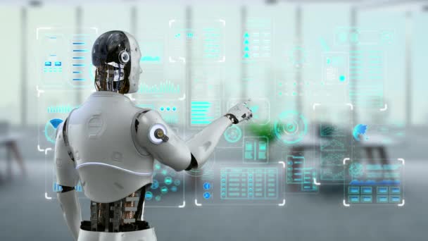 Grafik Ekranlı Yapay Zeka Robotu — Stok video