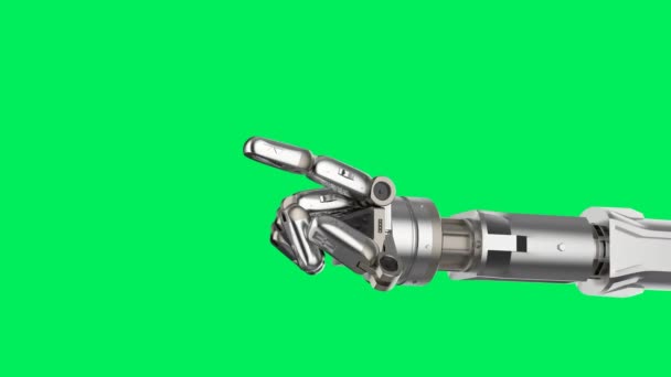 Rendering Cyborg Hand Pekar Grön Skärm Bakgrund Animation — Stockvideo