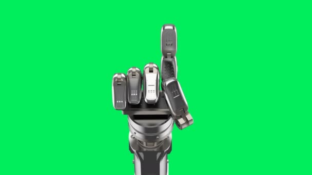 Rendering Cyborg Hand Pekar Grön Skärm Bakgrund Animation — Stockvideo