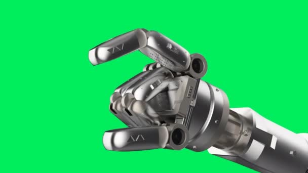Renderizado Cyborg Mano Vacía Pantalla Verde Metraje — Vídeos de Stock