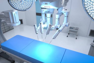 3D ameliyat odası C-Arm makinesi ve cerrahi robotuyla donatılmış. 