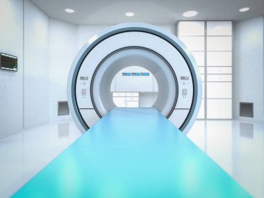3d render mri tetkik makinesi veya manyetik rezonans görüntüleme cihazı