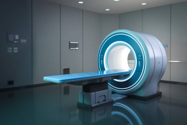 3d render mri tetkik makinesi veya manyetik rezonans görüntüleme cihazı