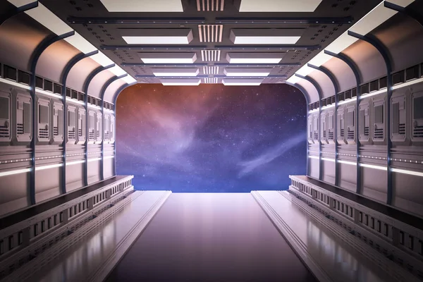 3Dレンダリングスペースシャトルインテリアや宇宙船の客室内 — ストック写真