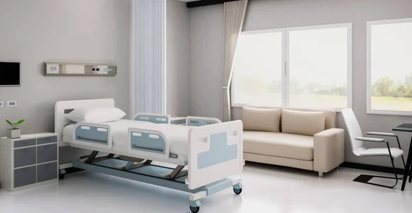 Interno Dell Ospedale Rendering Camera Ricovero Recupero Con Letto Servizi — Foto Stock