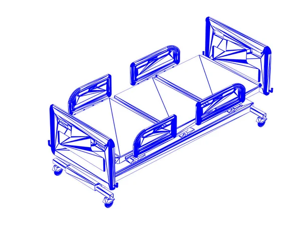 Plan Directeur Électrique Lit Hôpital Rendu Isolé Sur Fond Blanc — Photo