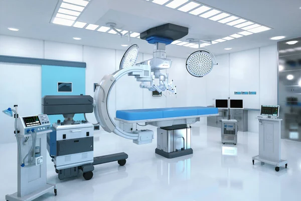 Salle Chirurgie Hospitalière Rendu Avec Machine Arm Robot Chirurgical — Photo