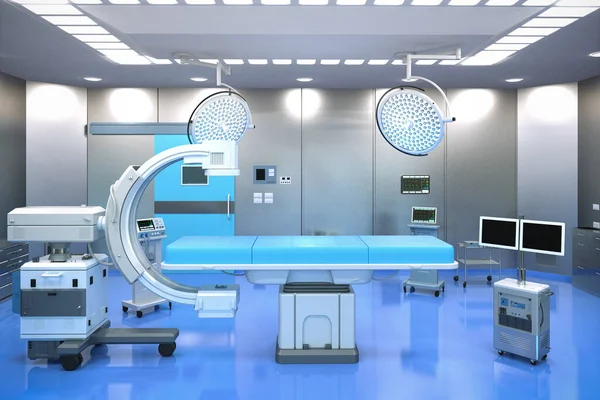 Sala Cirugía Del Hospital Representación Con Máquina Del Brazo Robot — Foto de Stock