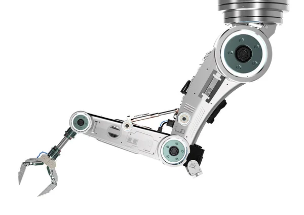 Industrial Technology Rendering Metal Robotic Arm Robot Hand Isolated White — Stock Photo, Image