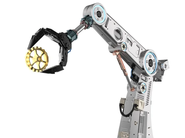 Industrielle Technologie Mit Rendering Metallroboterarm Oder Roboterhandgriff Für Die Maschinenbauindustrie — Stockfoto