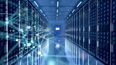 server room interior with connection line