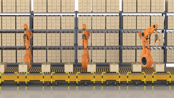 Automation Industry Concept Rendering Robot Assembly Line Footage — Vídeo de Stock