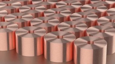 Fabrika HD görüntülerinde 3D rulo bakır levha ya da yığınla bakır bant hazırlama