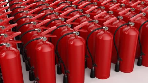 Rendering Group Fire Extinguishers Footage — Stock Video