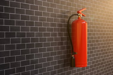 3D yangın söndürücü duvara asılmış.