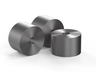 Metal tel ya da çelik kablo ruloları 3D görüntüleme grubu