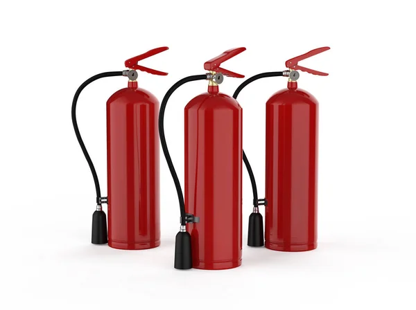 Rendering Group Fire Extinguishers White Background — Stock Photo, Image